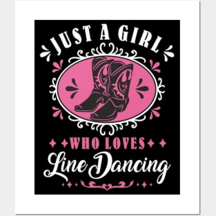 Line Dancing Just A Girl Who Loves Line Dancing Cowgirl Line Dancer Posters and Art